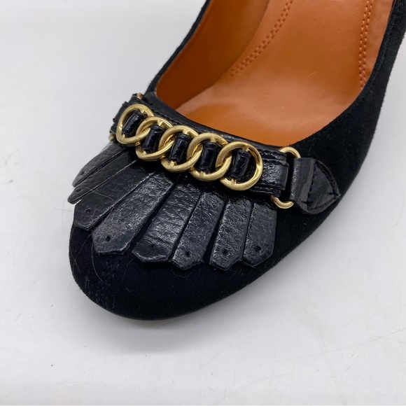 Ellen Tracy Black Leather Fringe Round Toe Heel 7 - Picture 3 of 7